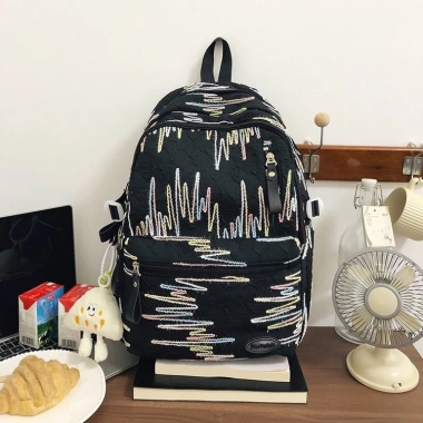 Balo Ulzzang nữ đi học thời trang Hàn Quốc, chống nước, ngăn laptop 15.6 inch A4 7