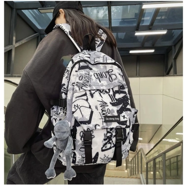Balo unisex vạt họa tiết năng động, nhiều ngăn, size rộng, vừa laptop - 183.000 VND 7