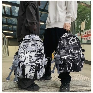 Balo unisex vạt họa tiết năng động, nhiều ngăn, size rộng, vừa laptop - 183.000 VND 8