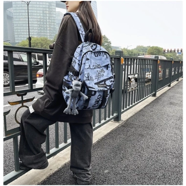 Balo unisex vạt họa tiết năng động, nhiều ngăn, size rộng, vừa laptop - 183.000 VND 9