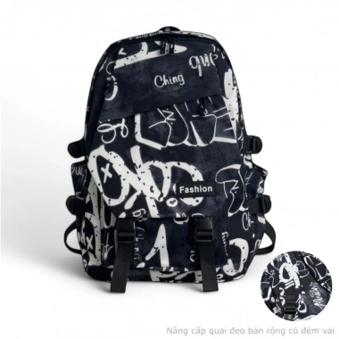 Balo unisex vạt họa tiết năng động, nhiều ngăn, size rộng, vừa laptop - 183.000 VND 10