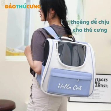 Balo vận chuyển chó mèo Hello Cat - Đảo Thú Cưng, nhẹ, thoáng khí, an toàn, giảm giá 115k