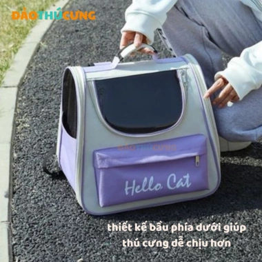 Balo vận chuyển chó mèo Hello Cat - Đảo Thú Cưng, nhẹ, thoáng khí, an toàn, giảm giá 115k