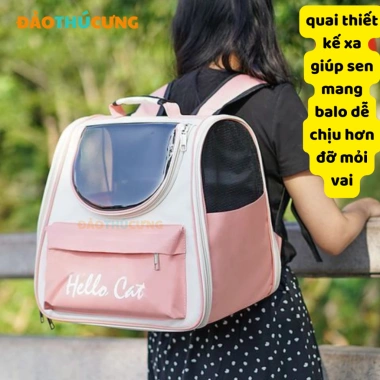Balo vận chuyển chó mèo Hello Cat - Đảo Thú Cưng, nhẹ, thoáng khí, an toàn, giảm giá 115k