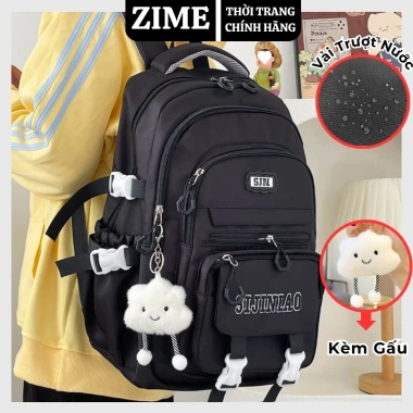 Balo ZIME B38 unisex kèm gấu, nhiều ngăn, chống nước, đựng laptop 15,6 inch 160k