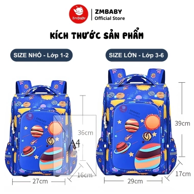 Balo ZMCG-40 chống gù 3D chống nước cho học sinh tiểu học - nhẹ, thoải mái, giảm lưng, 260k