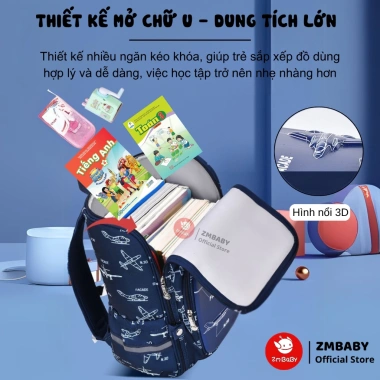 Balo ZMCG-40 chống gù 3D chống nước cho học sinh tiểu học - nhẹ, thoải mái, giảm lưng, 260k