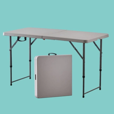 Bàn ăn gấp gọn khung thép, điều chỉnh cao - Bàn gấp cho cafe, ban công, dã ngoại, 950k