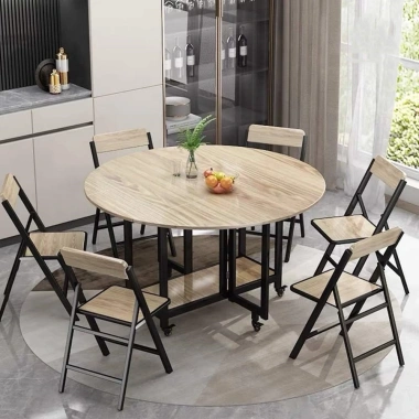 Bàn ăn gấp gọn thép tĩnh điện 1,2mm, mặt gỗ 17mm - Lắp đặt sẵn - Giá 2.7 triệu 4