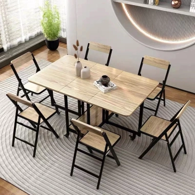 Bàn ăn gấp gọn thép tĩnh điện 1,2mm, mặt gỗ 17mm - Lắp đặt sẵn - Giá 2.7 triệu 6