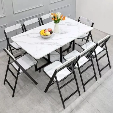 Bàn ăn gấp gọn thép tĩnh điện 1,2mm, mặt gỗ 17mm - Lắp đặt sẵn - Giá 2.7 triệu 10