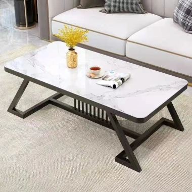 Bàn cà phê hiện đại mặt kính cường lực họa tiết đá cẩm thạch, bàn nhỏ cho căn hộ và phòng khách 6