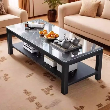 Bàn cà phê khách văn phòng hiện đại, kính cường lực, dạng chữ L - Giá ưu đãi 993.593 VND