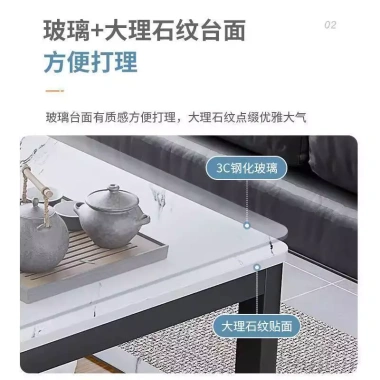 Bàn cà phê khách văn phòng hiện đại, kính cường lực, dạng chữ L - Giá ưu đãi 993.593 VND