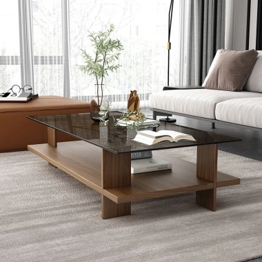Bàn cà phê kính cường lực vuông cho phòng khách nhỏ – Thiết kế hiện đại tối giản, giảm 23% 4