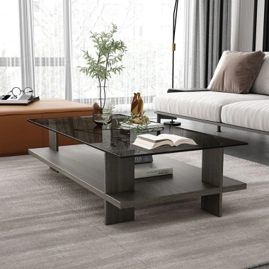 Bàn cà phê kính cường lực vuông cho phòng khách nhỏ – Thiết kế hiện đại tối giản, giảm 23% 9