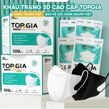 (BẢN CAO CẤP) Khẩu Trang 5D TOPGIA An Toàn Thoáng Khí Kháng Khuẩn Chống Thấm Nước Ngăn Bụi Mịn - Giá 30.500 VND