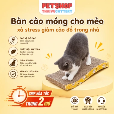 Bàn cào móng cho mèo size siêu to 43x21x4 cm lượn sóng, tặng túi bạc hà - Giá ưu đãi 44.900 VND