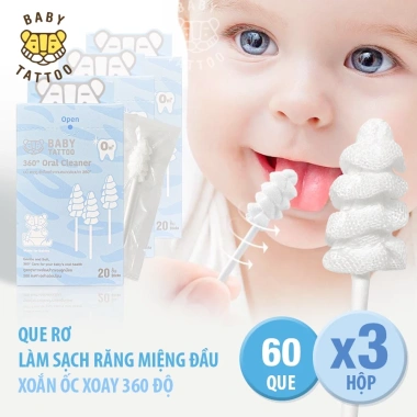 Bàn chải Baby Tattoo 360 xoay đầu, làm sạch răng miệng bé 0-2 tuổi, chỉ 120k 10 Bàn chải Baby Tattoo 360 xoay đầu, làm sạch răng miệng bé 0-2 tuổi, chỉ 120k 10