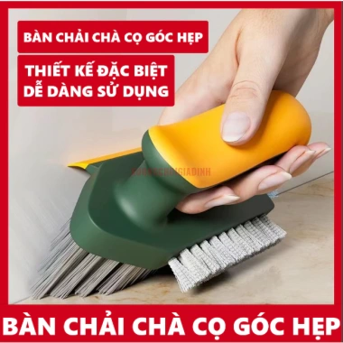 Bàn chải chà sàn cầm tay 4 trong 1 và cây gạt V - Vệ sinh nhà tắm, góc hẹp, cửa cổ, giá 16.000đ