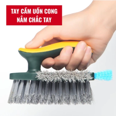 Bàn chải chà sàn cầm tay 4 trong 1 và cây gạt V - Vệ sinh nhà tắm, góc hẹp, cửa cổ, giá 16.000đ