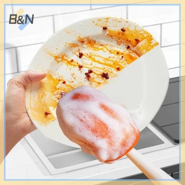 Bàn chải cốc cầm tay dài 4 trong 1 Silicon 360° đa chức năng, làm sạch nhanh 4