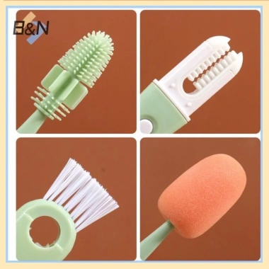 Bàn chải cốc cầm tay dài 4 trong 1 Silicon 360° đa chức năng, làm sạch nhanh 6