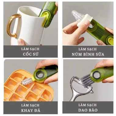 Bàn chải cốc U 3 trong 1 - cọ cốc chén và bình nước, giá 24.000đ
