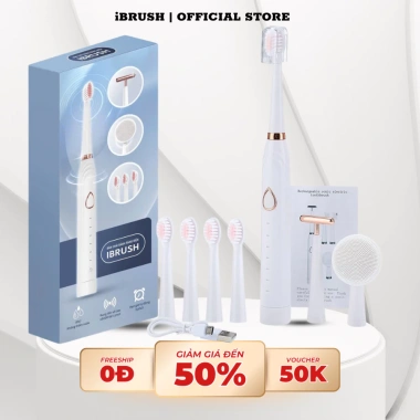 Bàn Chải Đánh Răng Điện IBRUSH Sóng Âm 3 Chế Độ – Đánh Răng, Rửa Mặt, Massage Giá 49.000₫