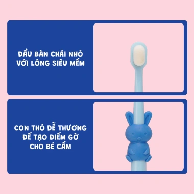 Bàn chải đánh răng Wetee cho bé từ 1 tuổi hình thỏ xinh xắn, lông mềm siêu nhẹ 5