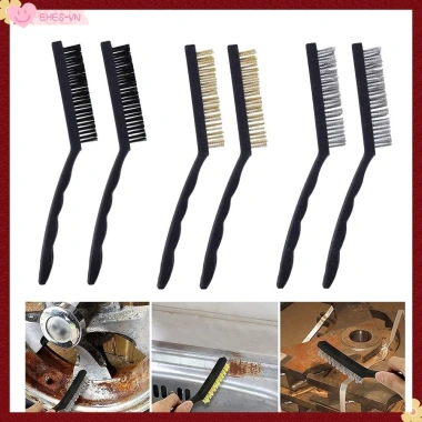 Bàn chải dây đồng thau 2 chiếc - Nylon & Thép, Loại bỏ rỉ sét, Máy mài đánh bóng, Làm sạch - 39.837 VND