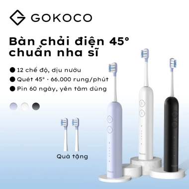 Bàn chải điện GOKOCO sóng âm, chống nước IPX7 - Giá chỉ 339.000đ, giảm mạnh