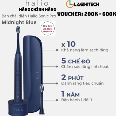 Bàn chải điện Halio Sonic Whitening PRO - Hủy diệt, bảo hành 1 năm, chính hãng 10