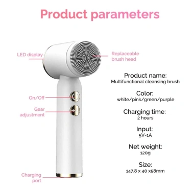 Bàn chải điện làm sạch da mặt, tẩy tế bào chết Sonic 360 IPX6 - LED, 3 chế độ nóng lạnh, massage, giá 605.220 VND