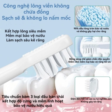 Bàn chải điện REISONIC H610 Pro – Quét rung, nhôm mạ đen, 3 đầu chải – 580.000₫