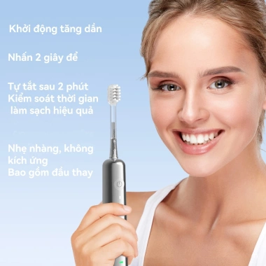 Bàn chải điện REISONIC H610 Pro – Quét rung, nhôm mạ đen, 3 đầu chải – 580.000₫