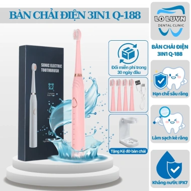 Bàn chải điện Sonic 3in1 Q-188 rửa mặt, mát xa, kháng nước IPX7, 6 tháng BH, 267.000 VND