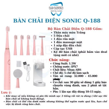 Bàn chải điện Sonic 3in1 Q-188 rửa mặt, mát xa, kháng nước IPX7, 6 tháng BH, 267.000 VND 2 Bàn chải điện Sonic 3in1 Q-188 rửa mặt, mát xa, kháng nước IPX7, 6 tháng BH, 267.000 VND 2