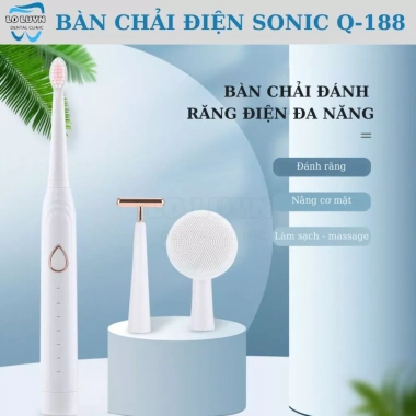 Bàn chải điện Sonic 3in1 Q-188 rửa mặt, mát xa, kháng nước IPX7, 6 tháng BH, 267.000 VND 3 Bàn chải điện Sonic 3in1 Q-188 rửa mặt, mát xa, kháng nước IPX7, 6 tháng BH, 267.000 VND 3