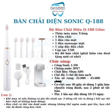 Bàn chải điện Sonic 3in1 Q-188 rửa mặt, mát xa, kháng nước IPX7, 6 tháng BH, 267.000 VND