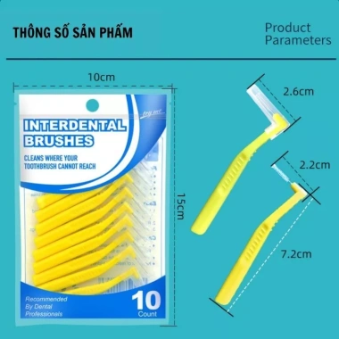 Bàn chải kẽ đa năng chỉnh nha 10 cây chữ L - Vệ sinh khu vực khó, giá 45.000 VND 7