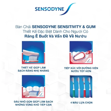 Bàn chải SENSODYNE Sensitive & Gum lông mềm, làm sạch nhẹ nhàng, bảo vệ nướu - Giá ưu đãi 61.740 VND