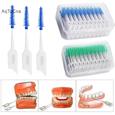 Bàn chải silicon kẽ răng AqToCna 200 chiếc – Dụng cụ làm sạch răng có ren, giá 40.920₫