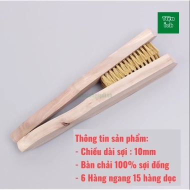 Bàn chải sợi đồng 27cm đánh rỉ sét, chà cọ kim loại - tay cầm gỗ, giá 65.000 VND 4