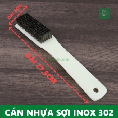 Bàn chải sợi đồng 27cm đánh rỉ sét, chà cọ kim loại - tay cầm gỗ, giá 65.000 VND 5