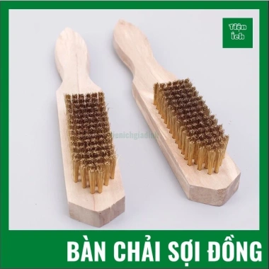 Bàn chải sợi đồng 27cm đánh rỉ sét, chà cọ kim loại - tay cầm gỗ, giá 65.000 VND 9