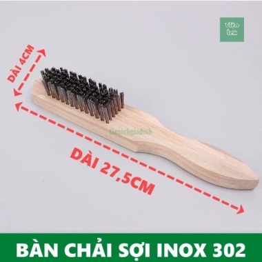 Bàn chải sợi đồng 27cm đánh rỉ sét, chà cọ kim loại - tay cầm gỗ, giá 65.000 VND 10