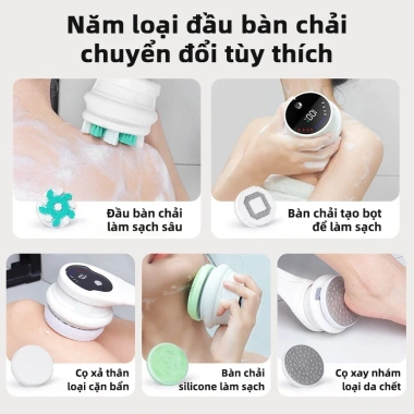 Bàn Chải Tắm Điện EXYT Spa 5 in 1 Xoay 360 IPX6 5 Đầu Chải USB - Vệ Sinh Toàn Thân 4 Bàn Chải Tắm Điện EXYT Spa 5 in 1 Xoay 360 IPX6 5 Đầu Chải USB - Vệ Sinh Toàn Thân 4