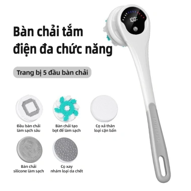 Bàn Chải Tắm Điện EXYT Spa 5 in 1 Xoay 360 IPX6 5 Đầu Chải USB - Vệ Sinh Toàn Thân 10 Bàn Chải Tắm Điện EXYT Spa 5 in 1 Xoay 360 IPX6 5 Đầu Chải USB - Vệ Sinh Toàn Thân 10