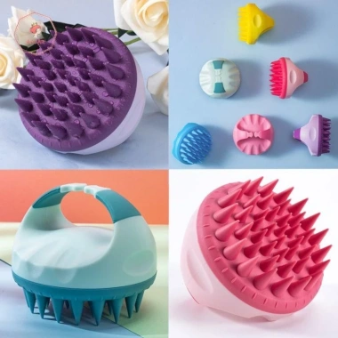 Bàn chải tóc silicone AACAR - Massage da đầu tròn mềm di động, 31.570